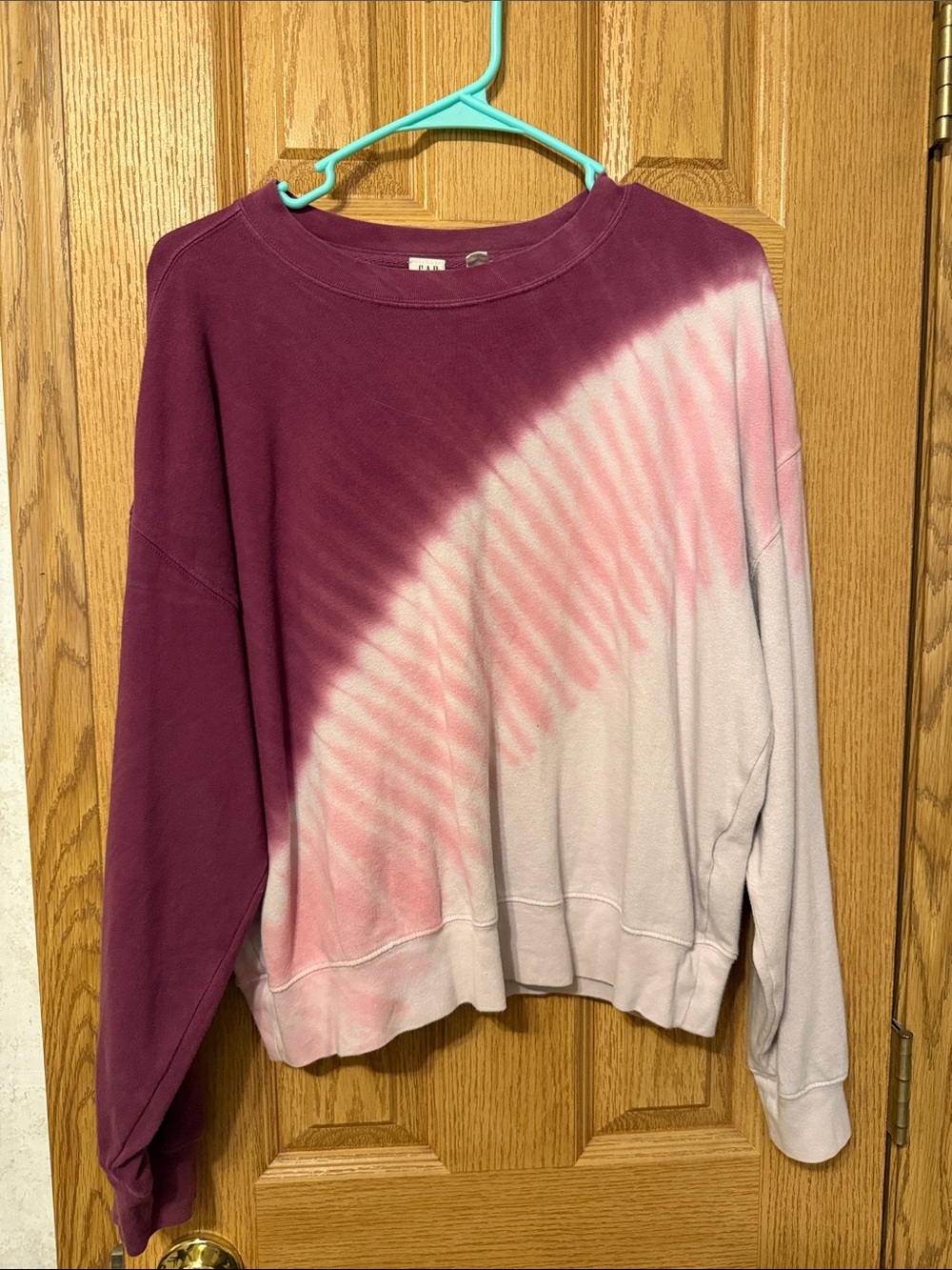 GAP Tie-Dye Pullover Sweatshirt in Purple, Pink & Cream